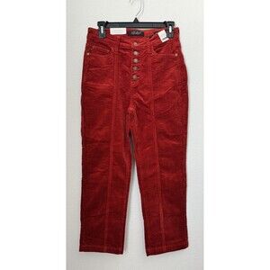 Judy Blue Women's Red Corduroy Button Front Jeans High Rise Straight Ankle 5/27